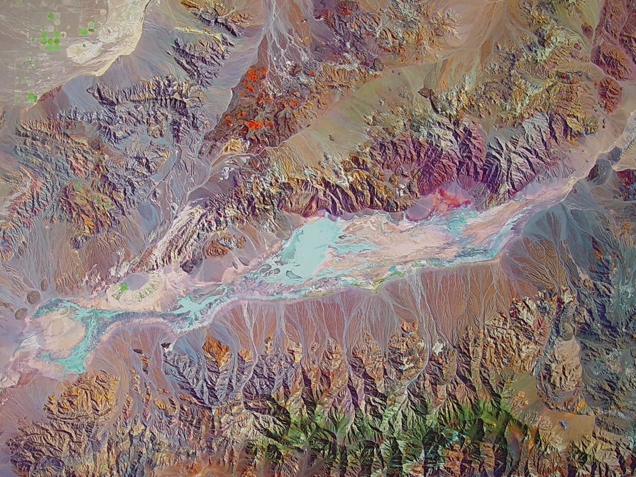 Satellite image of central Death Valley(courtesy J.C. Dohrenwend, 2000; north to left)